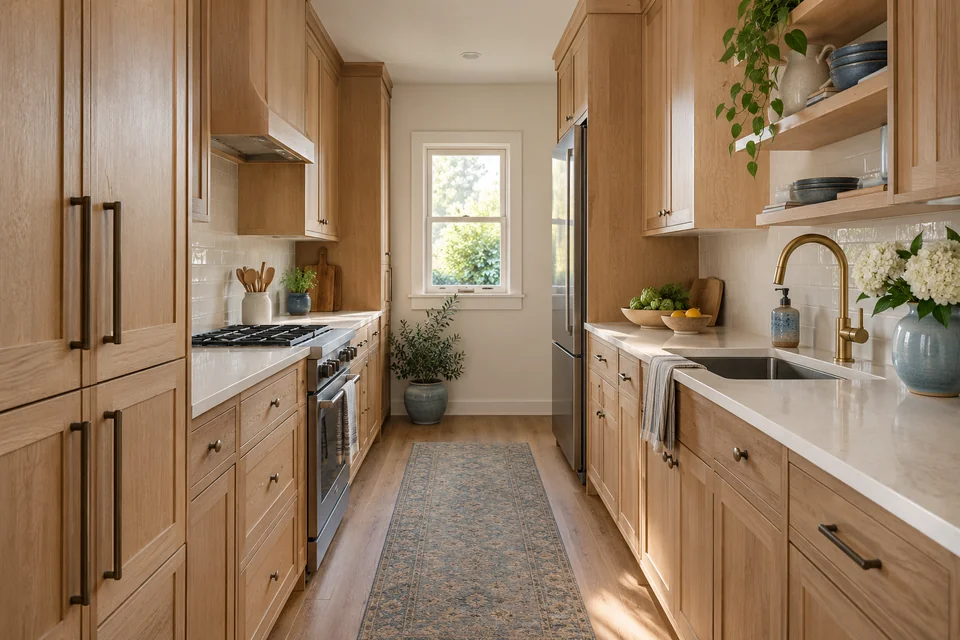 Small oak kitchen with useful storage
